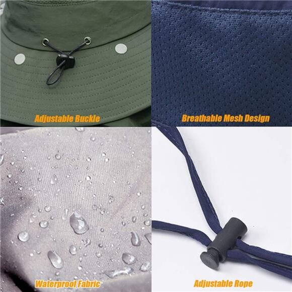 Fishing Hat for Men & Women, Outdoor UV Sun Protection Wide Brim Hat with Face - Picture 6 of 14